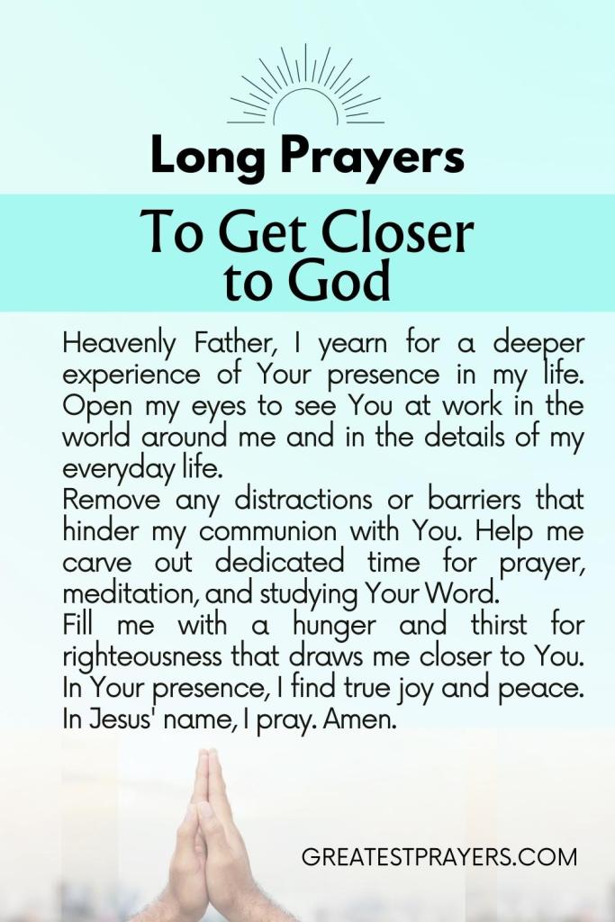 long prayers to get closer to God